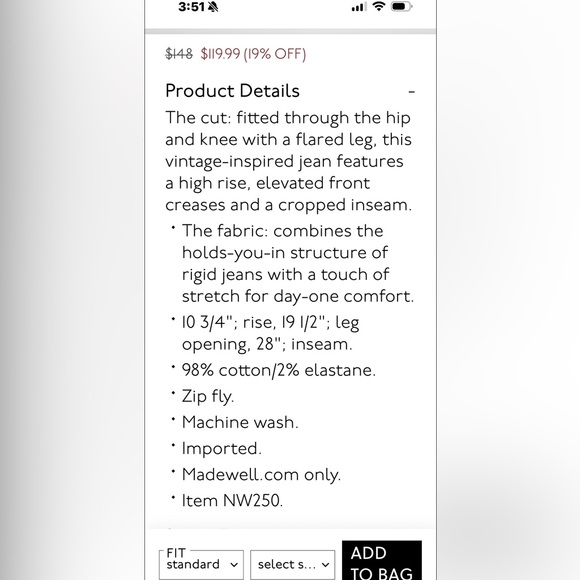 Madewell NWOT vintage crop flare jean - Picture 11 of 11